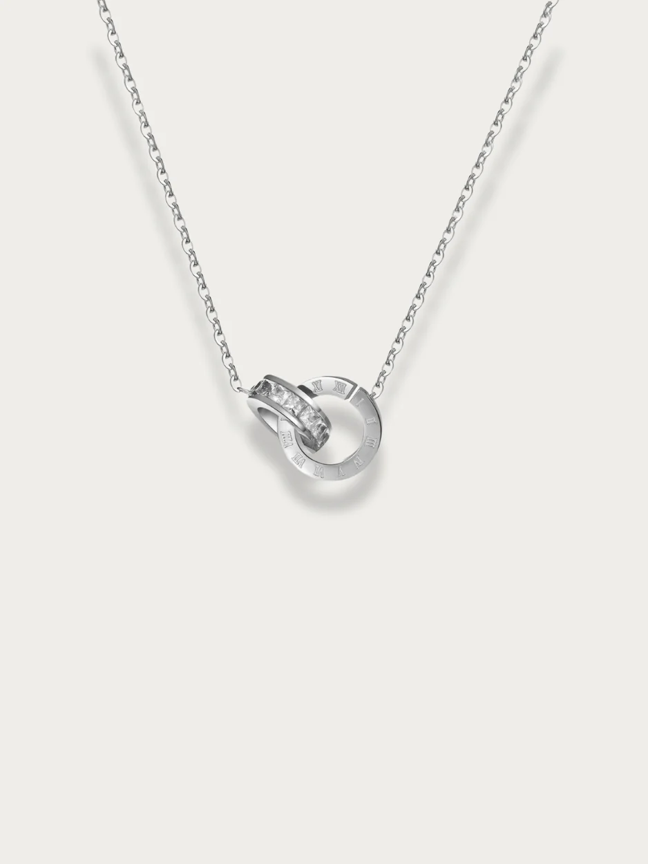 Classic Roman Numerals Diamond Band Necklace
